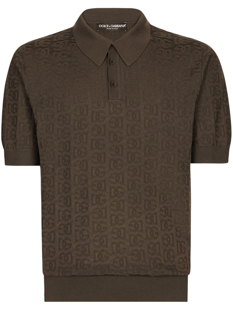 monogram-jacquard silk polo shirt 1