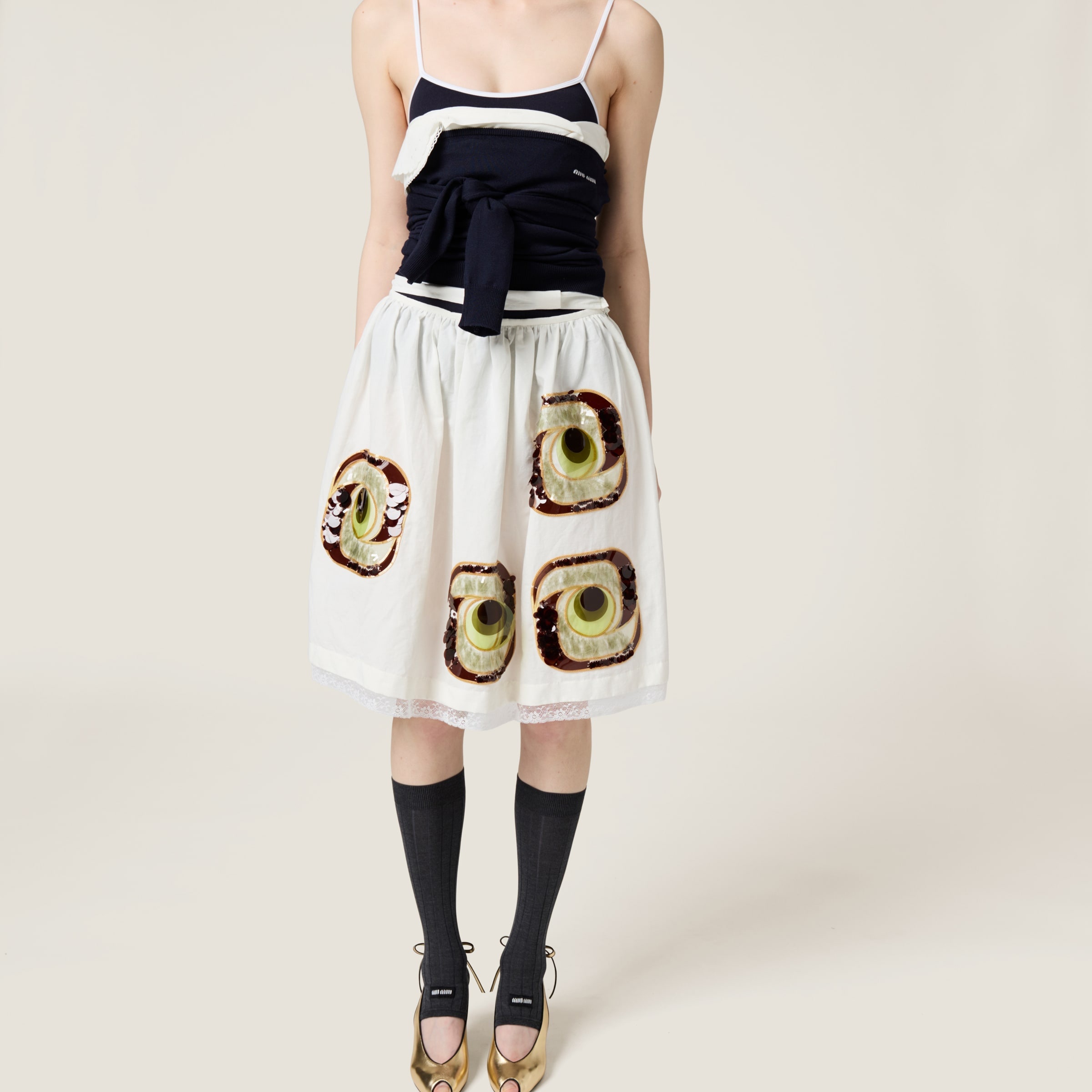 Embroidered poplin skirt - 4