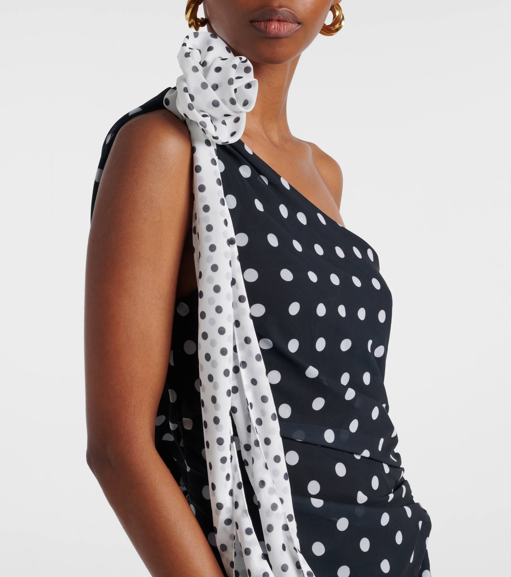 Louise polka-dot one-shoulder maxi dress - 4
