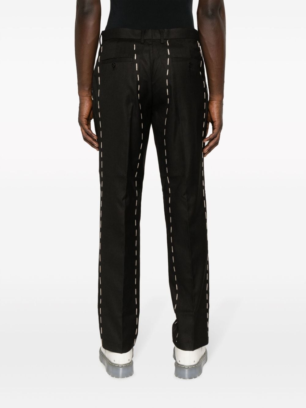 contrast-stitching straight-leg trousers - 4