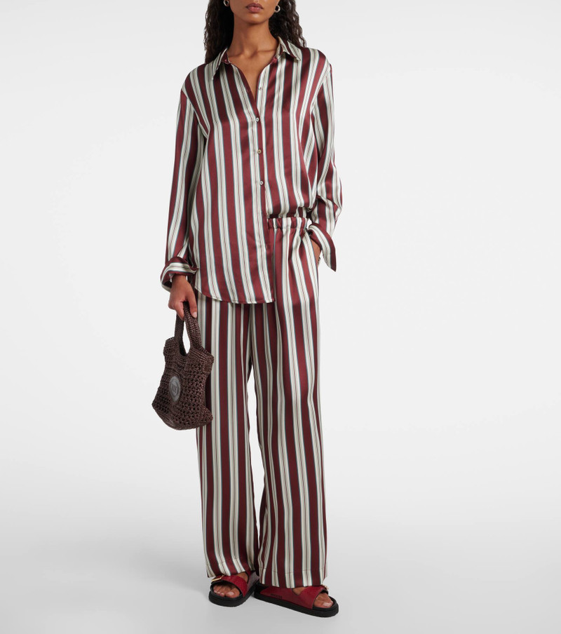 ASCENO Rosa striped silk satin pajama pants outlook