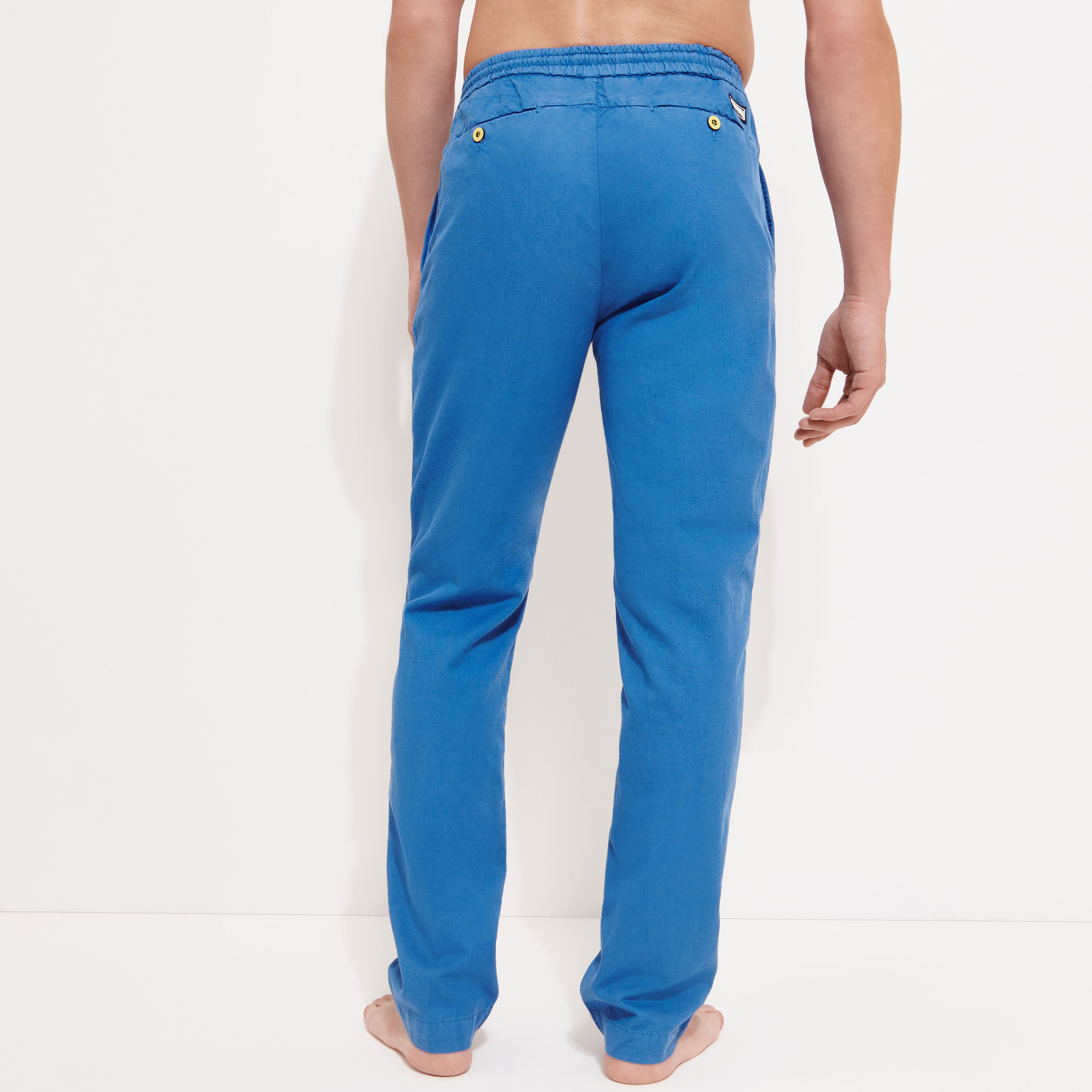 Men Cotton Linen Stretch Comfort Pants Solid - 4