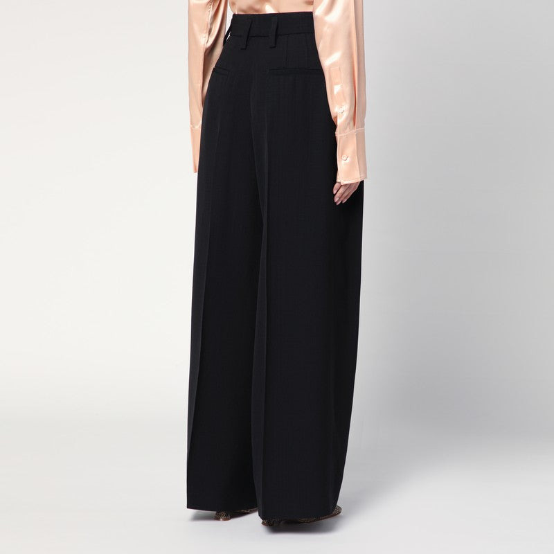 Jil Sander Wide Black Pants In Silk Blend Women - 2