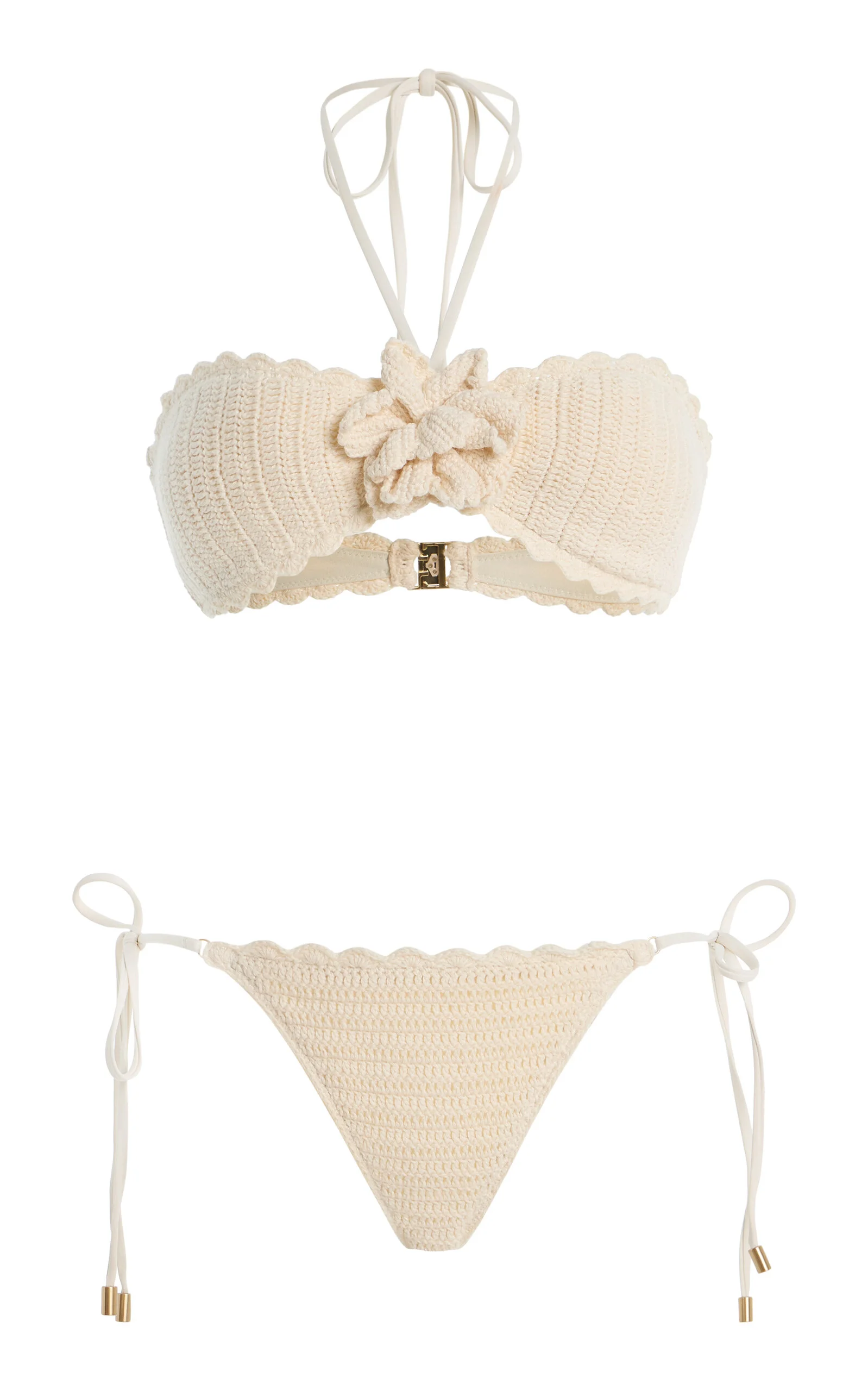 Awaken Crocheted Cotton Flower Bikini white - 1
