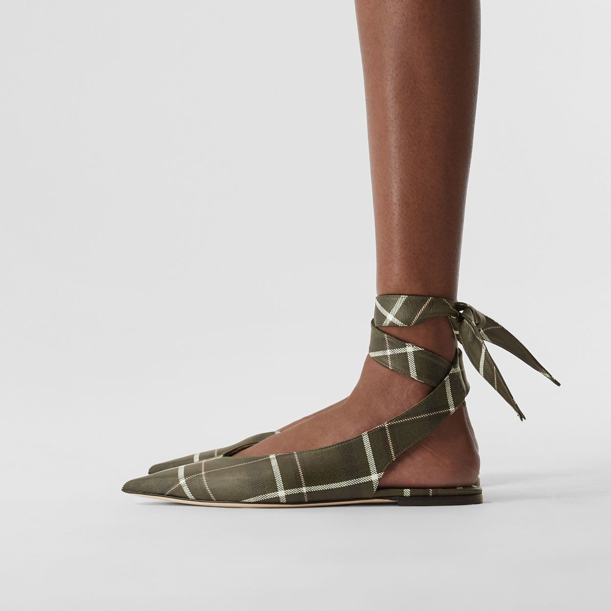 Tie Detail Tartan Print Leather Point-toe Mules - 4