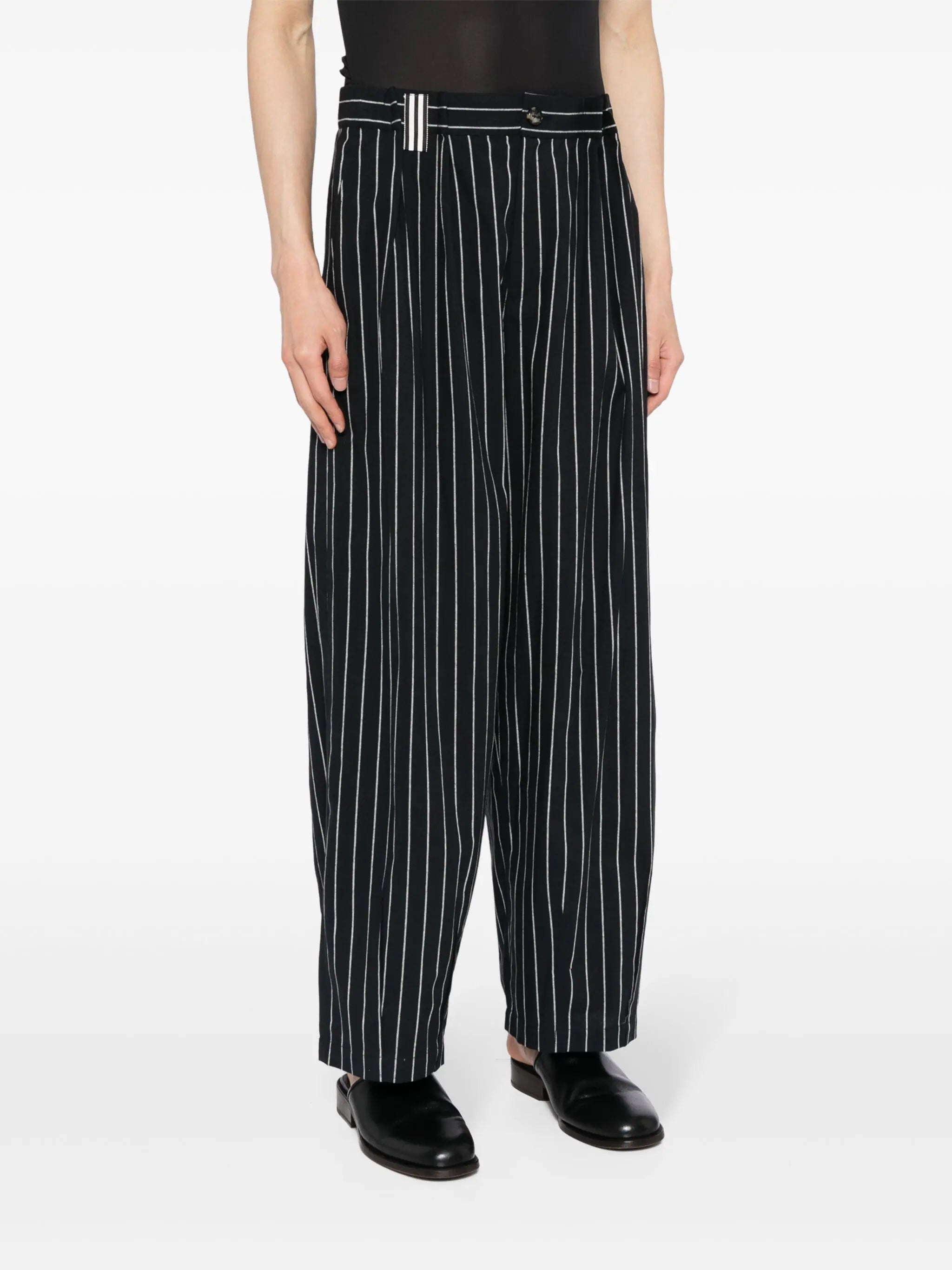 PINSTRIPE-PATTERN WIDE-LEG TROUSERS - 3