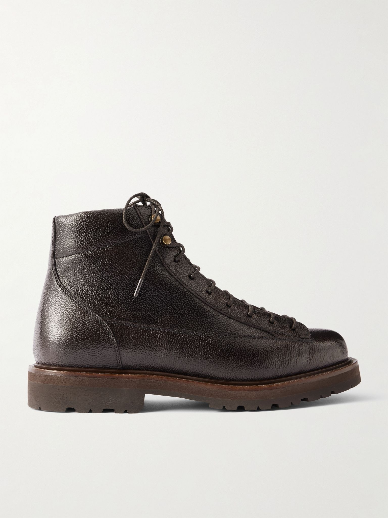 Full-Grain Leather Hiking Boots Dark brown - 1