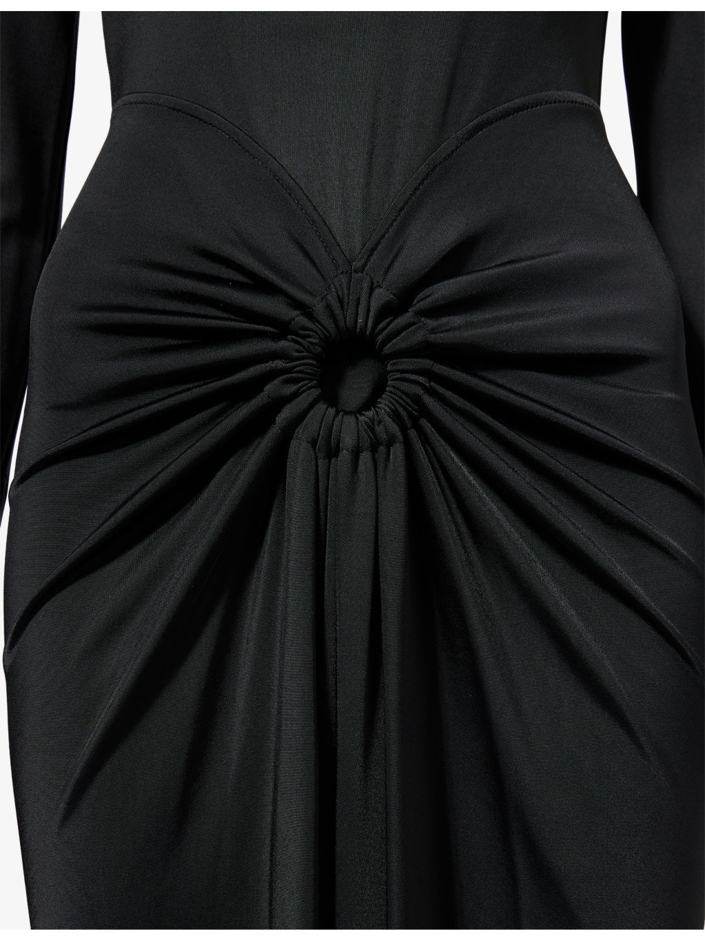Ruched Long-Sleeves Stretch-Woven Midi Dress - 6