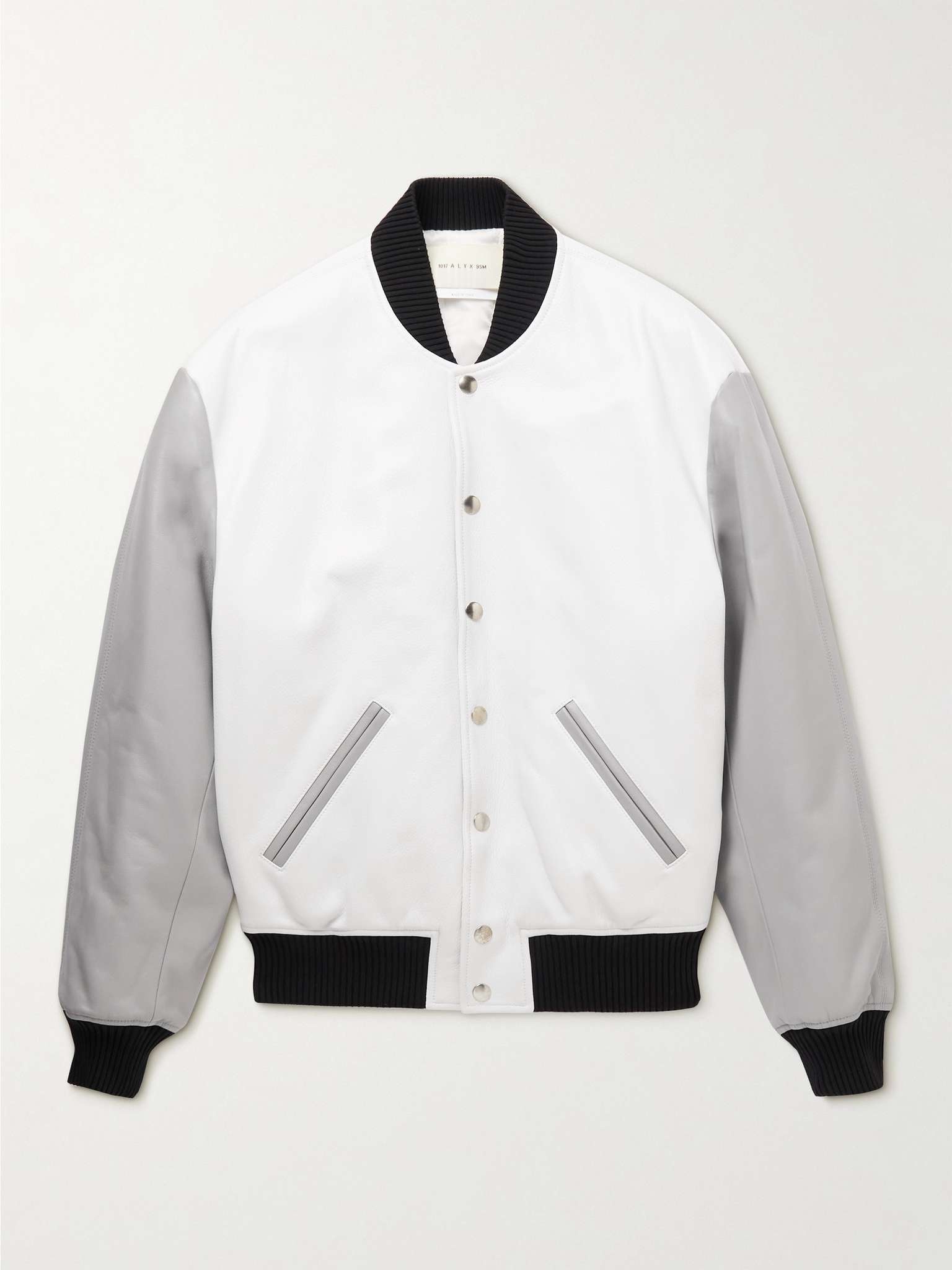 Logo-Embroidered Panelled Leather Bomber Jacket - 1