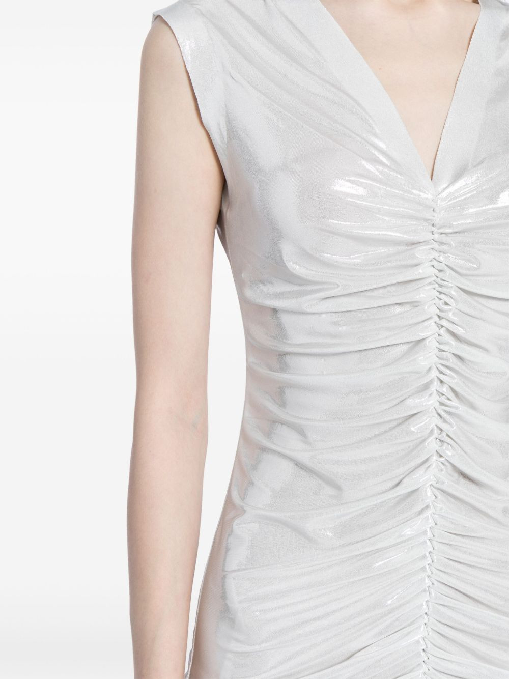 shirred-effect ruched dress - 5