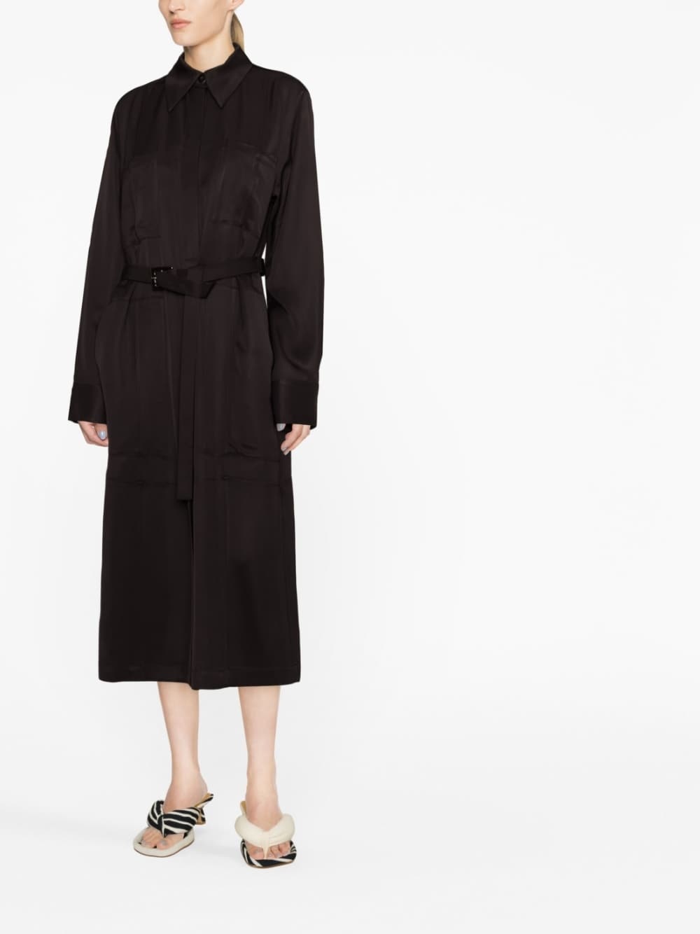 single-breasted belted-waist coat - 2