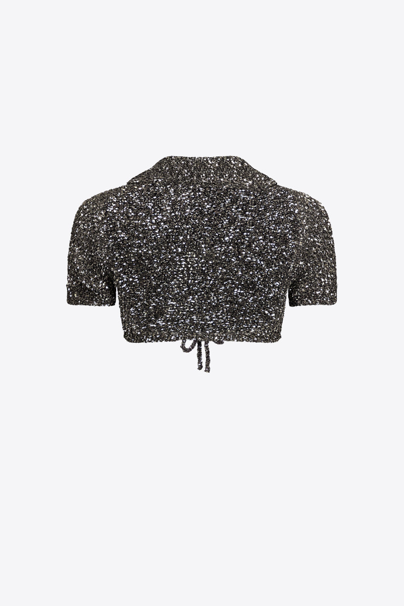 AREA SEQUIN CROCHET SHORT SLEEVED CARDIGAN outlook