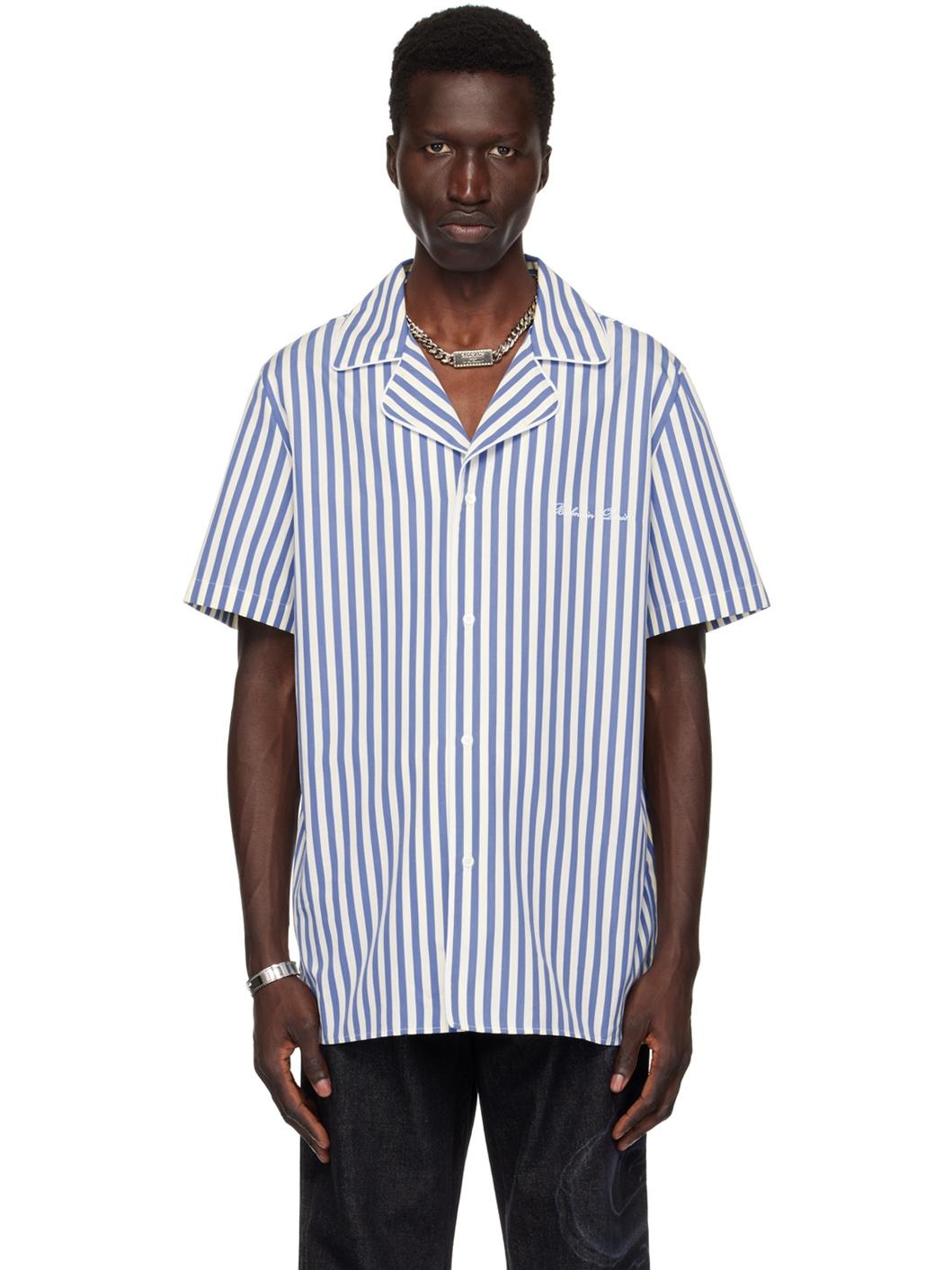 Blue & Off-White Striped Shirt - 1