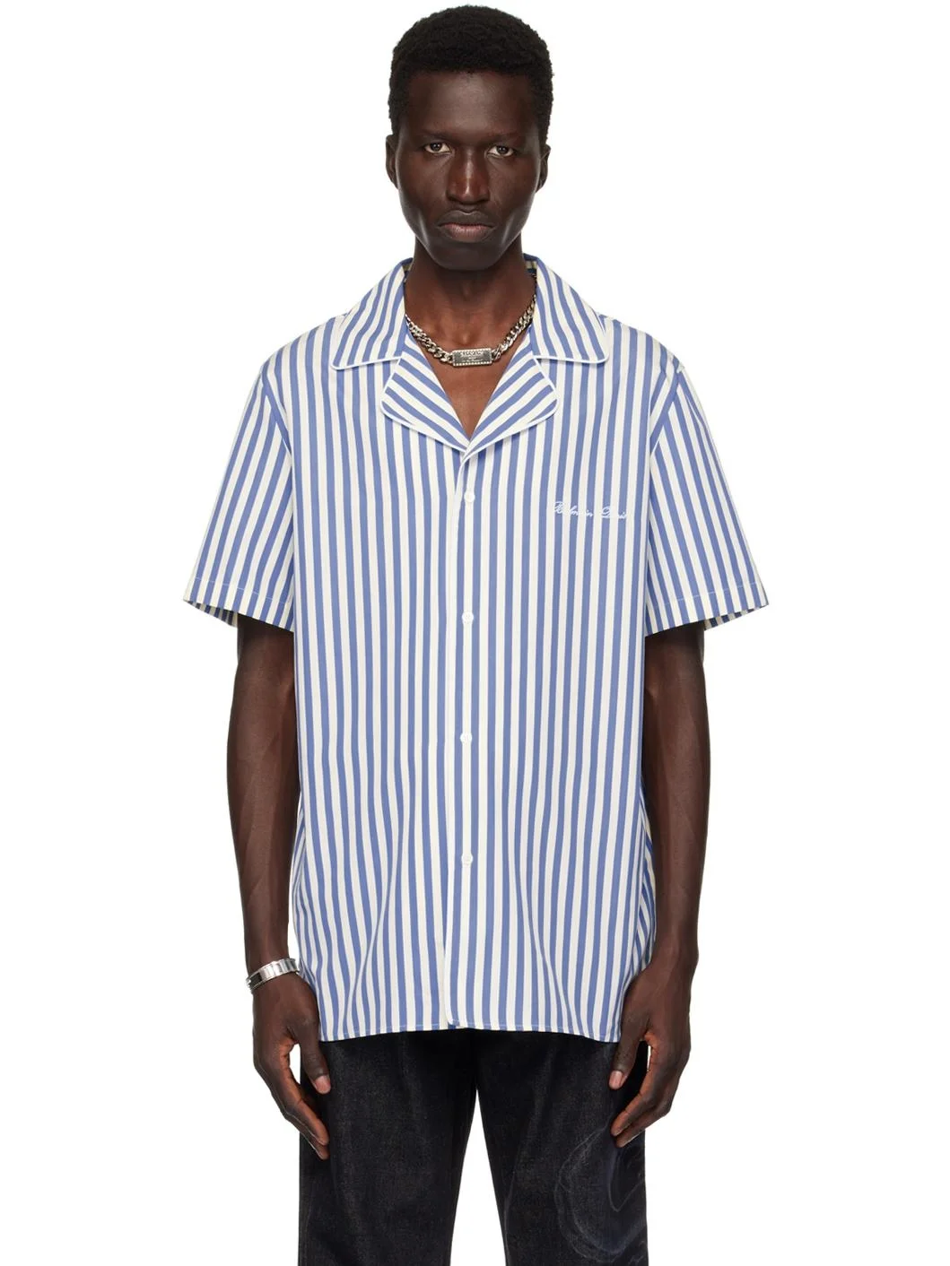 Blue & Off-White Striped Shirt - 1