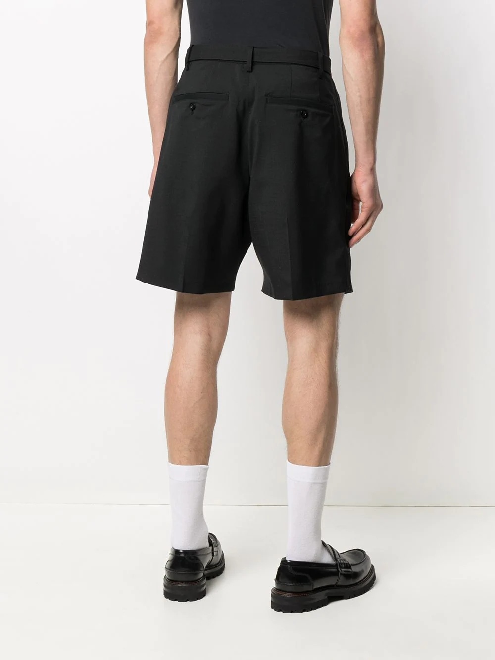 belted straight-leg tailored shorts - 4