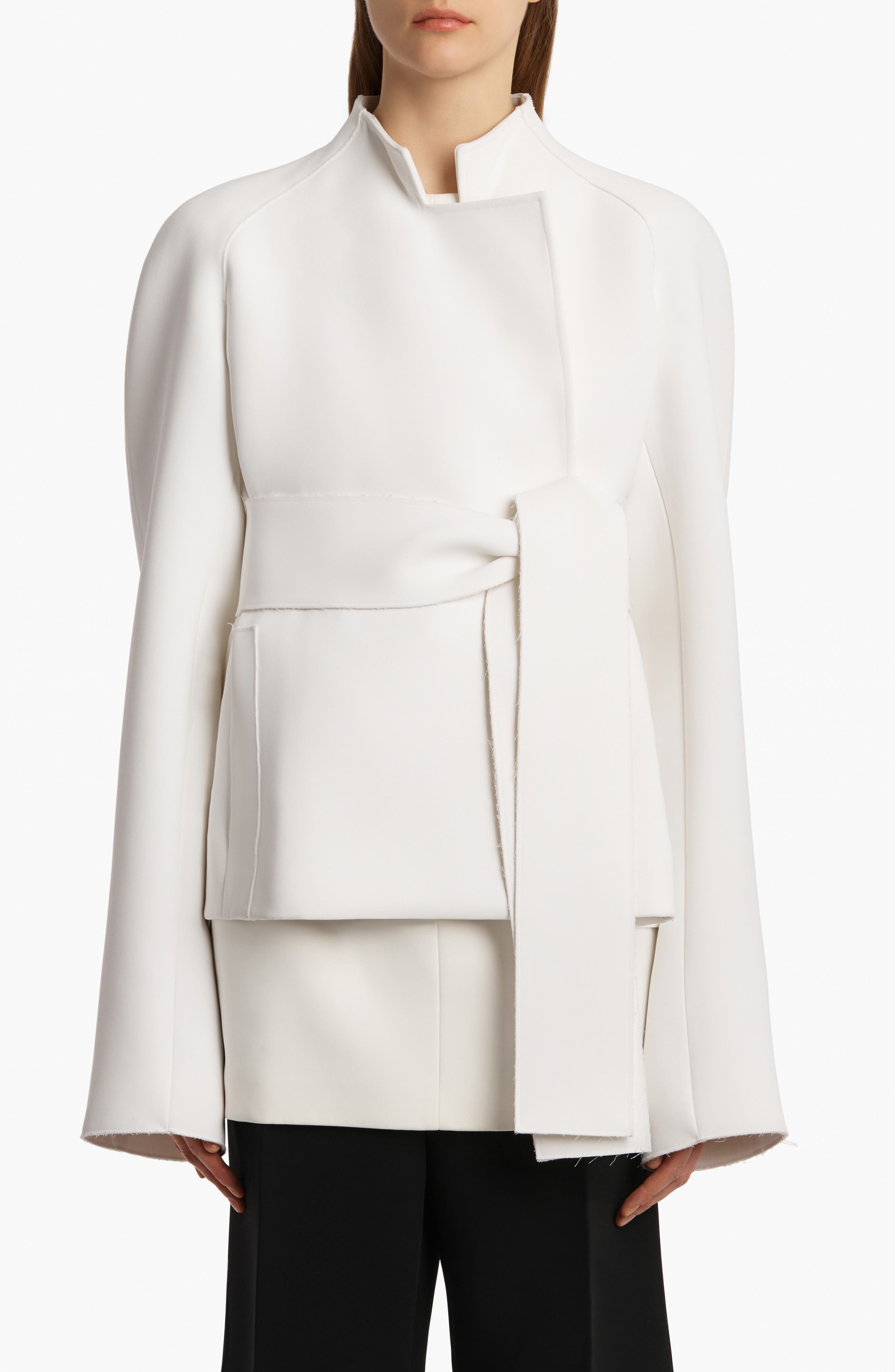 Khaite Edith Double Face Crepe Wrap Jacket in Chalk at Nordstrom - 1