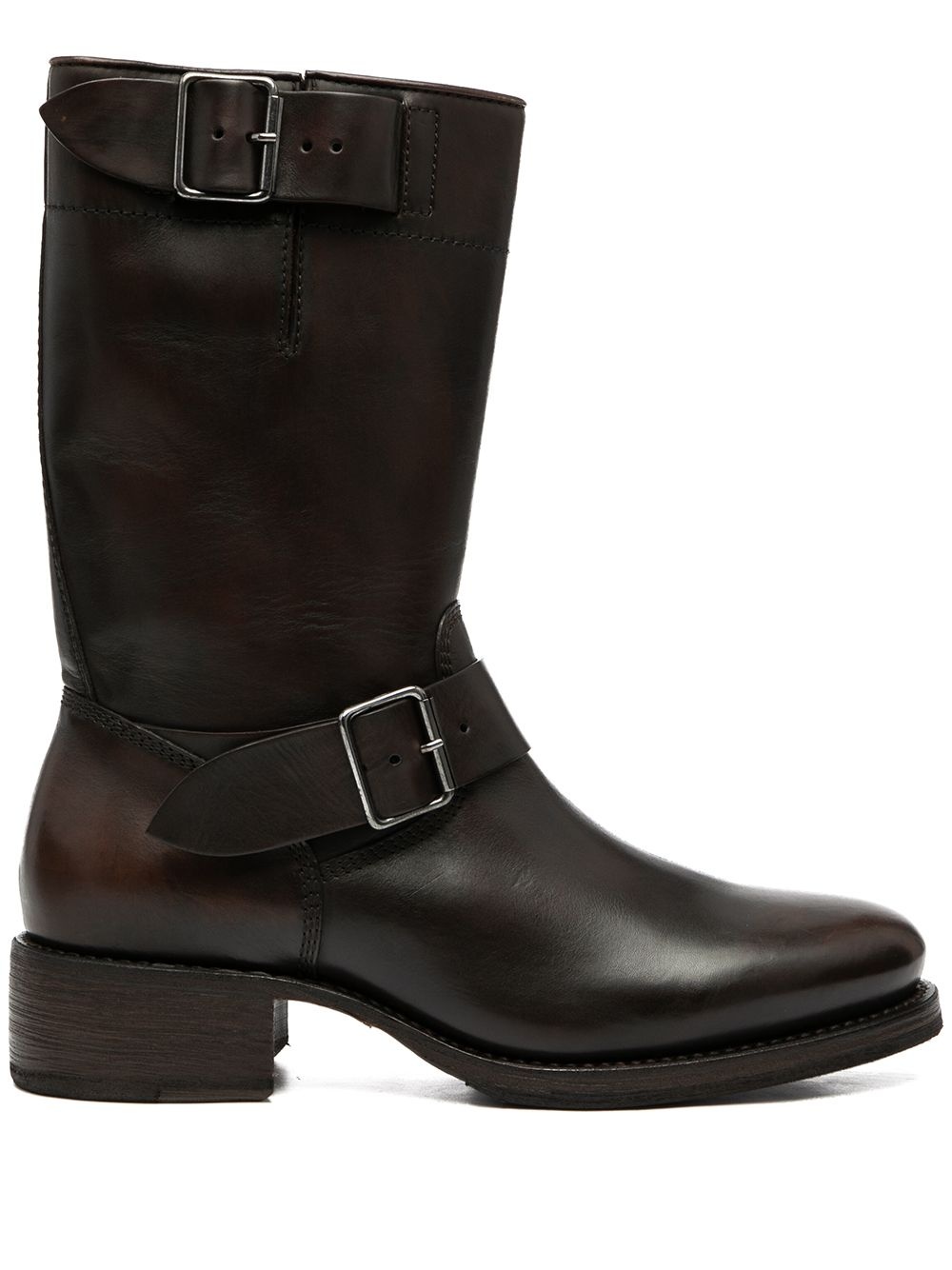 buckle-detail mid-calf leather boots - 1