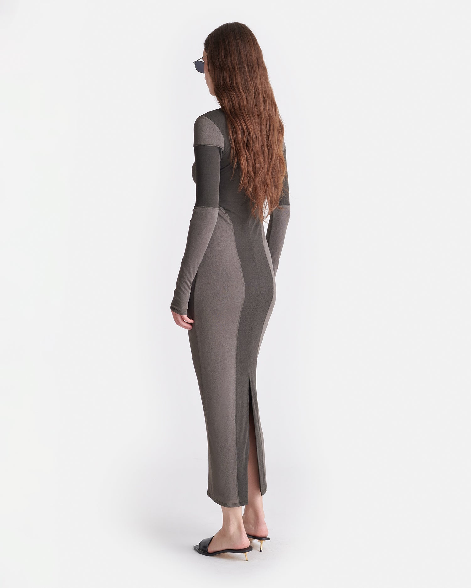 Patchwork Mesh Jersey Midi Dress - 4