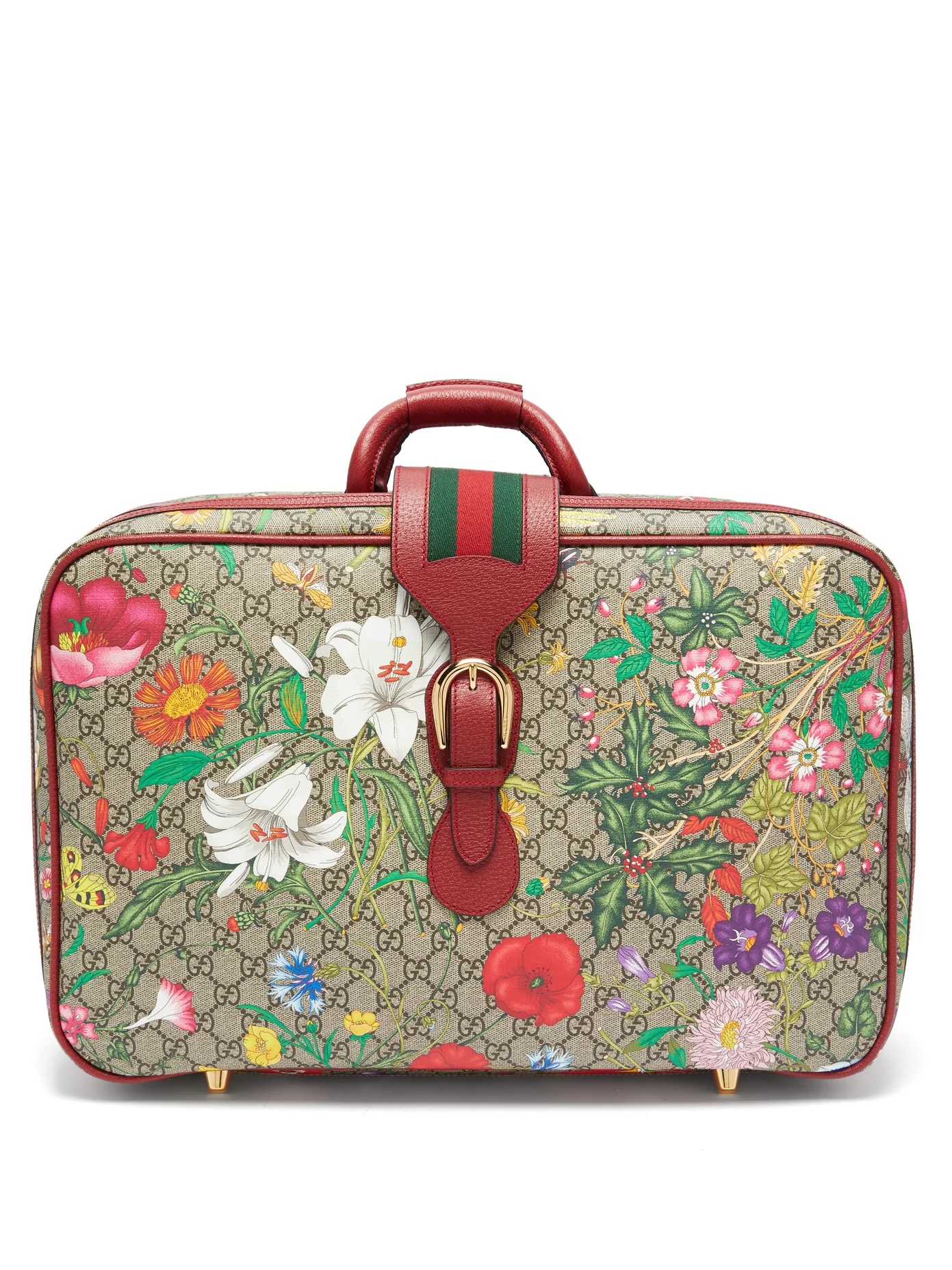 GG Flora coated-canvas and leather suitcase - 1