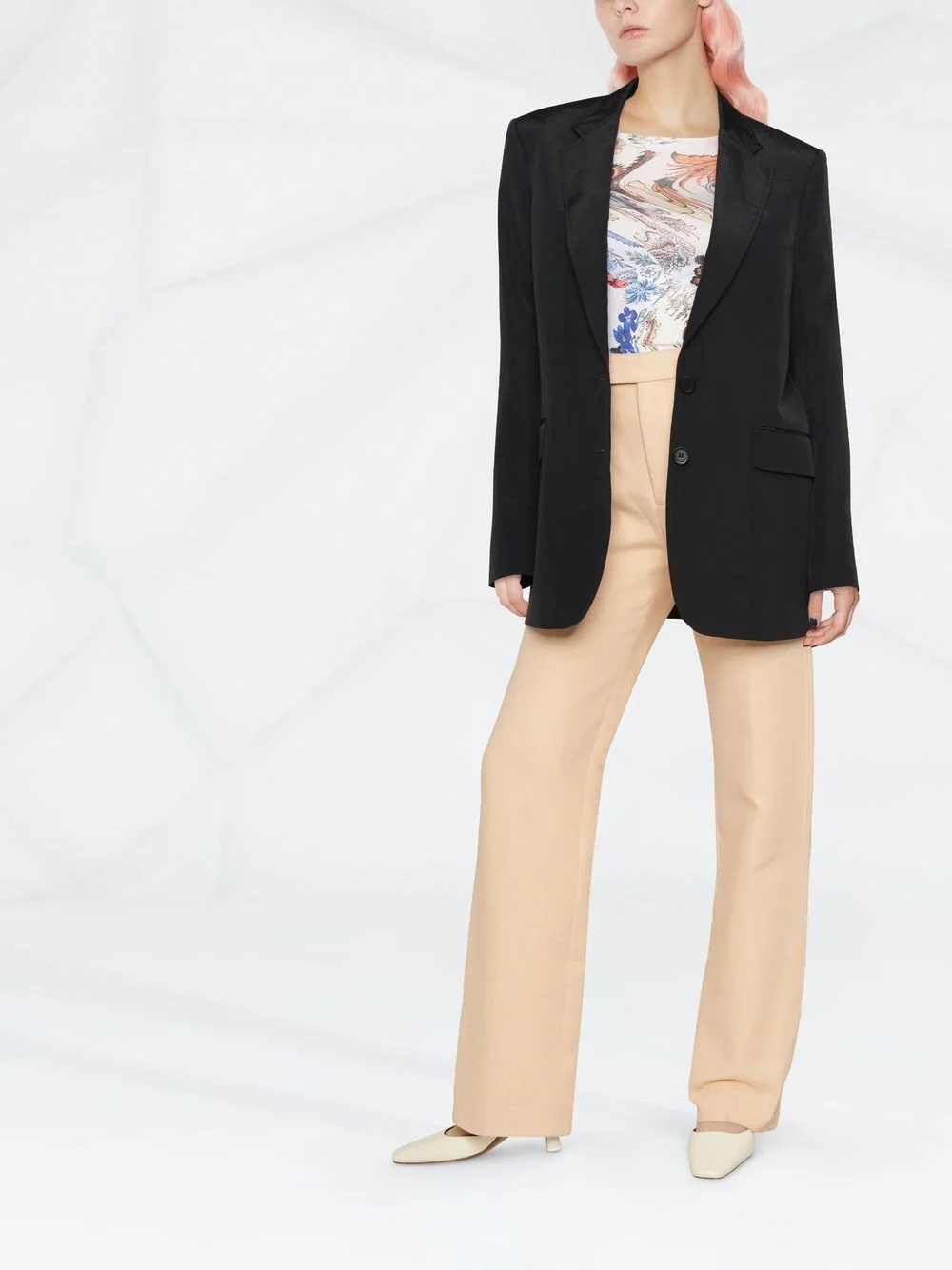 notched lapels single-breasted blazer - 2