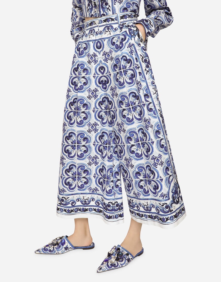 Majolica-print poplin culottes - 4