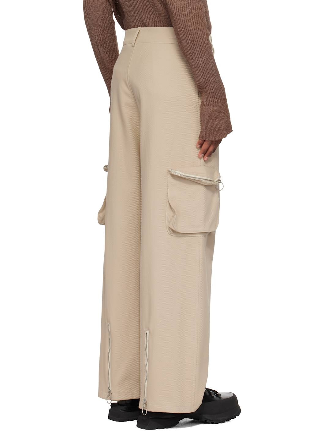 Beige Multi Pocket Cargo Pants - 3