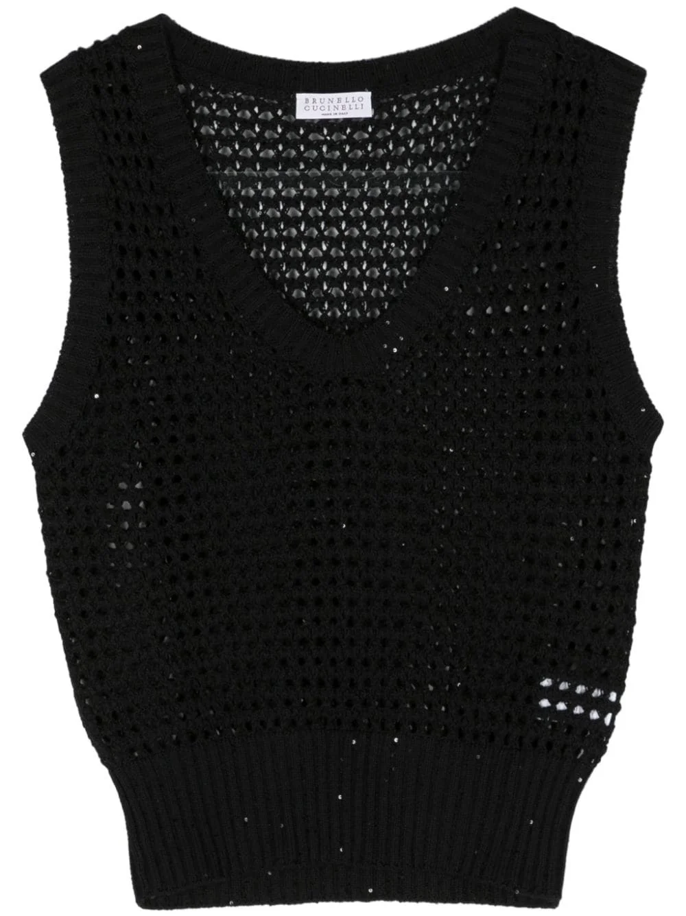 sequin-embellished open-knit vest - 1