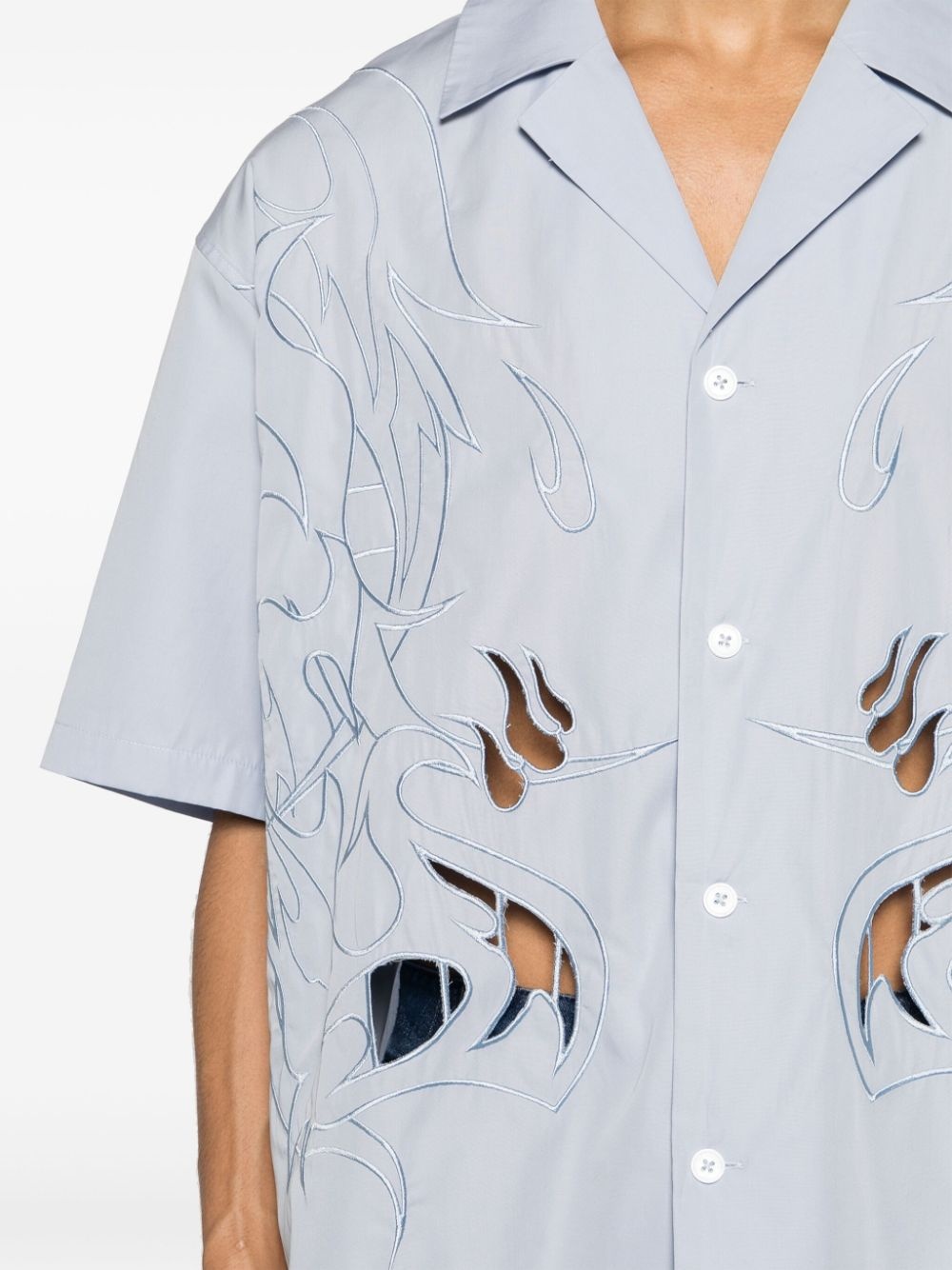 Phoenix-embroidered cotton shirt - 5