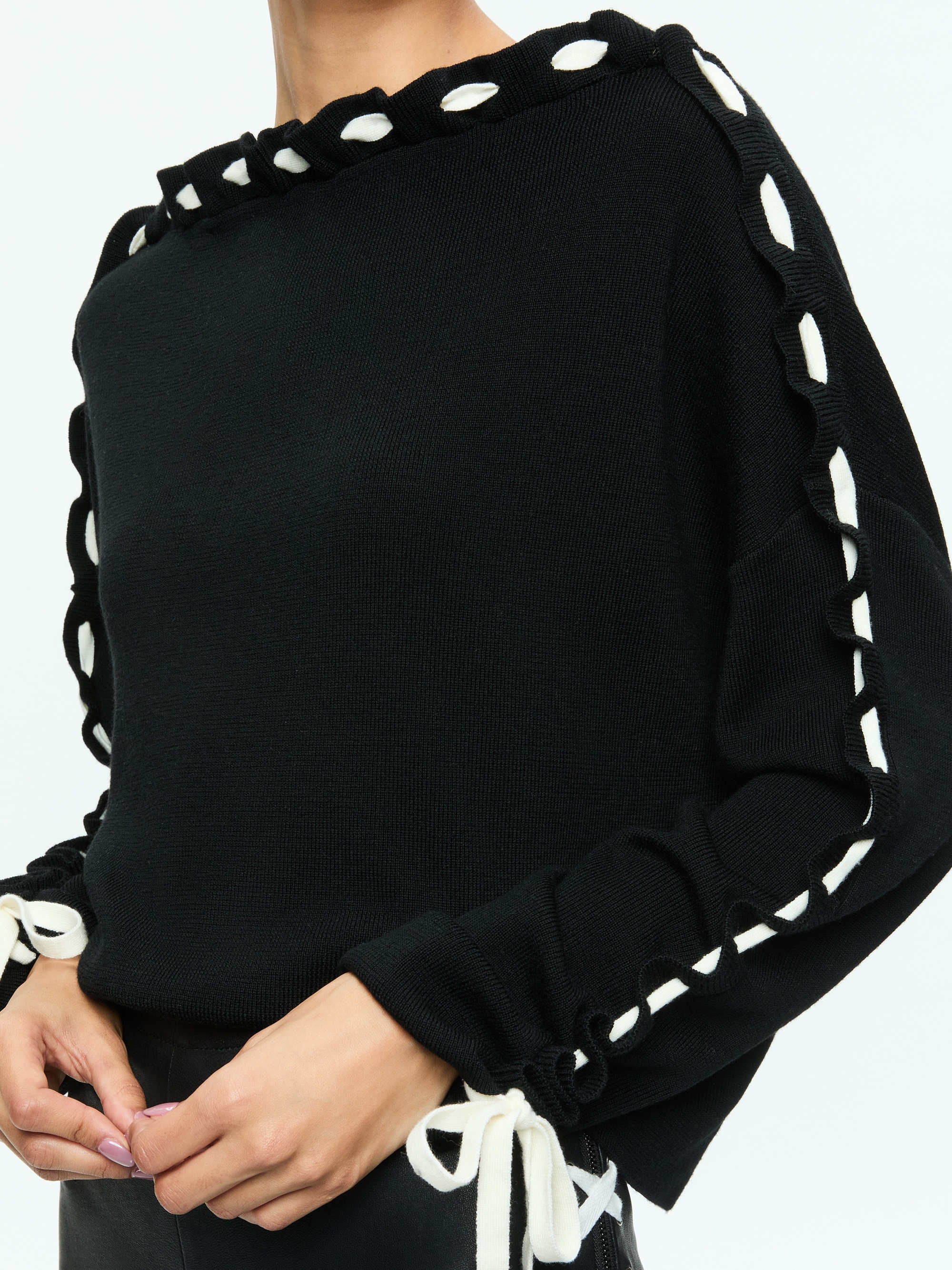 CALANDRA LACE UP SLEEVE PULLOVER - 5