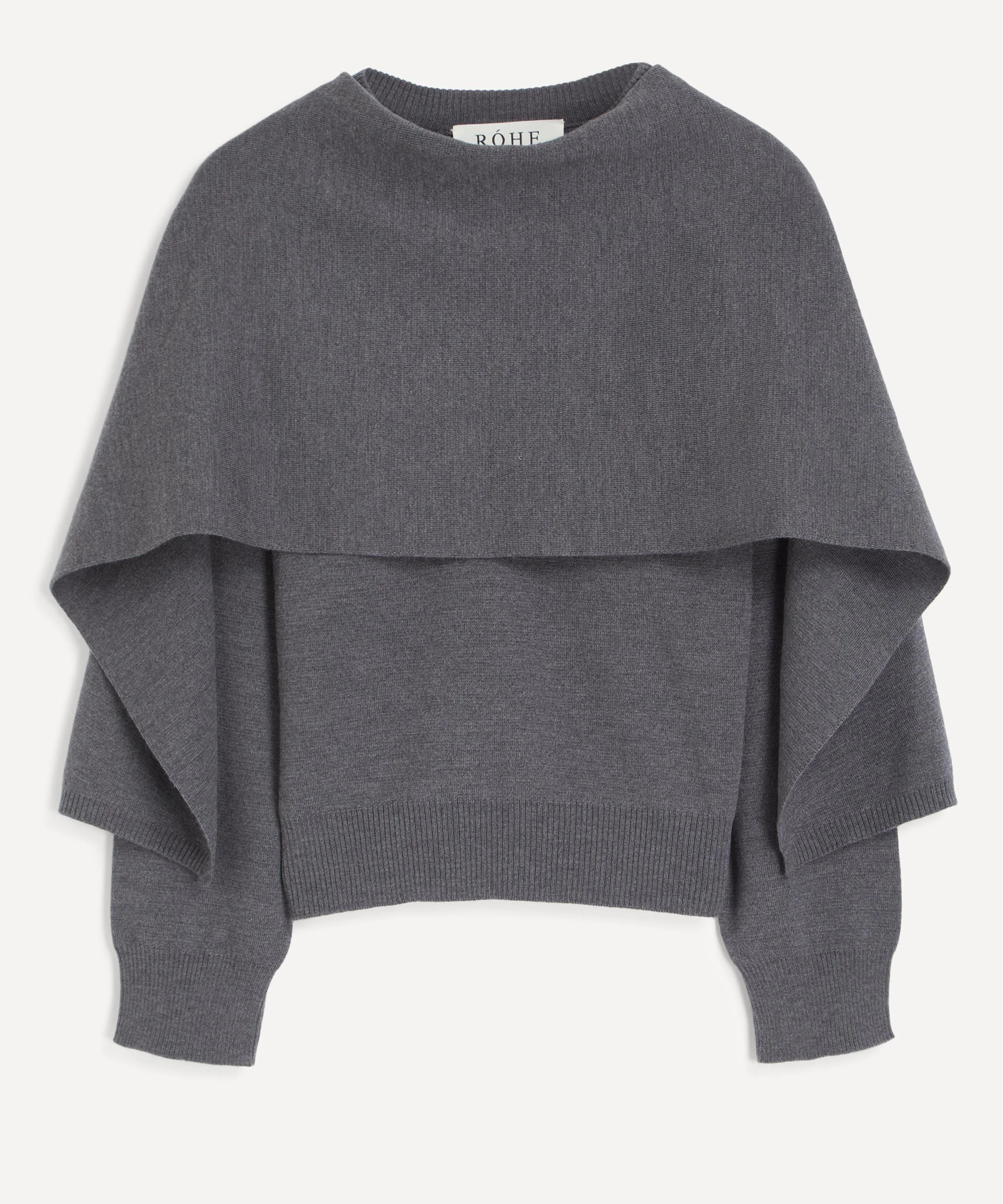 Dark Grey Melange Cape Jumper - 1