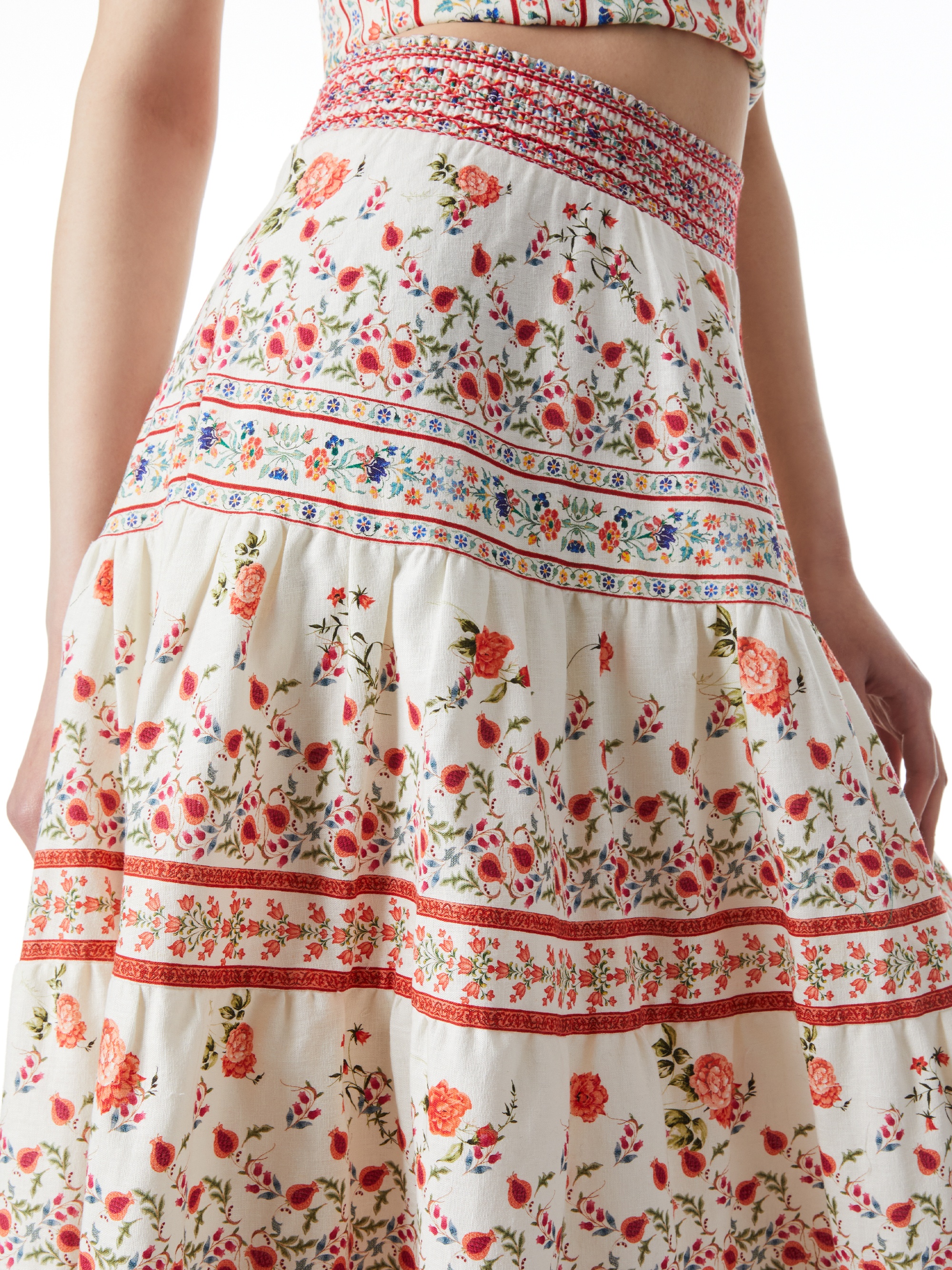 MELONY SMOCKED WAIST BAND SHIRRED SKIRT - 5