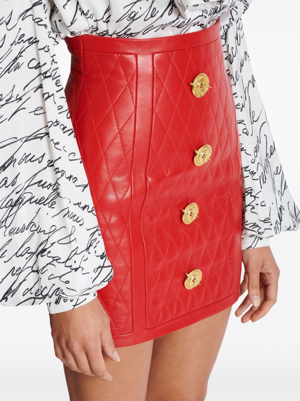 quilted leather mini skirt - 7