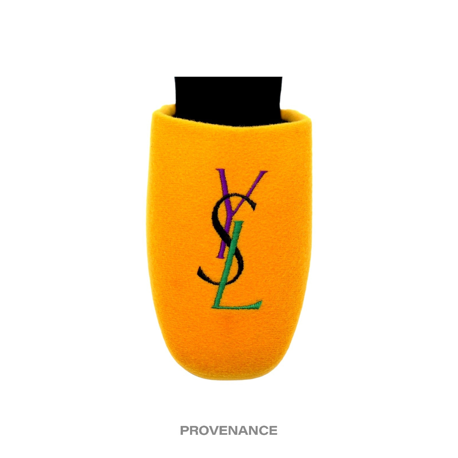 Yves Saint Laurent YSL Logo Slipper - Yellow Velour - 5