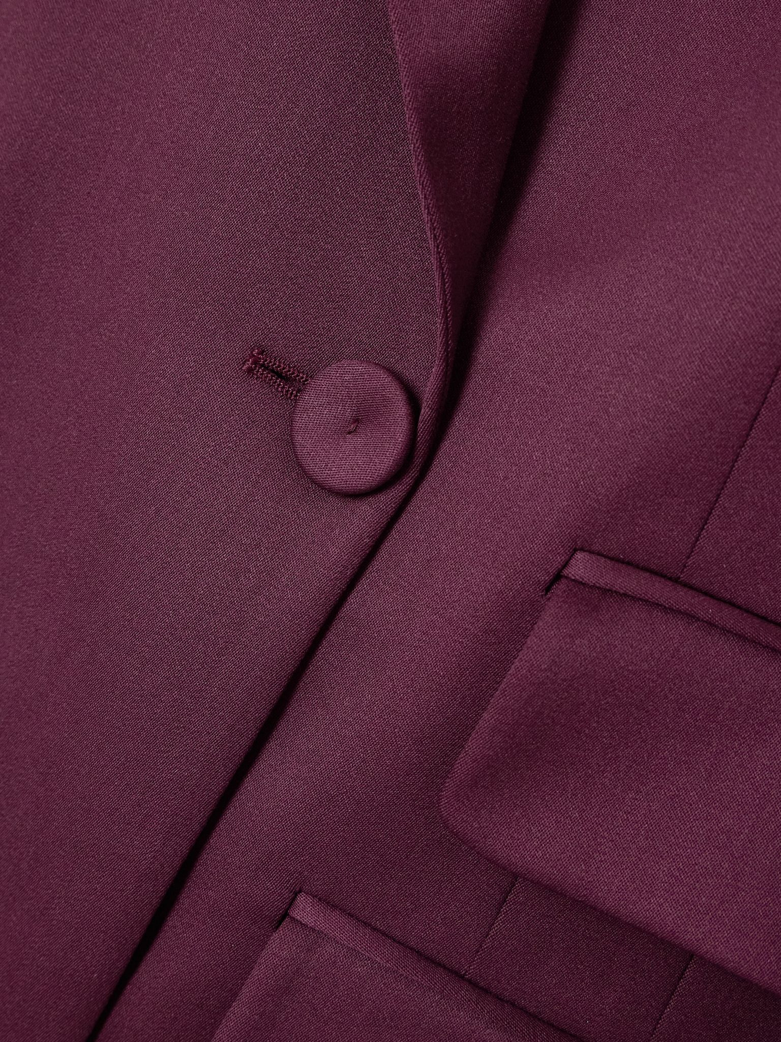Double-breasted wool-blend blazer Burgundy - 4