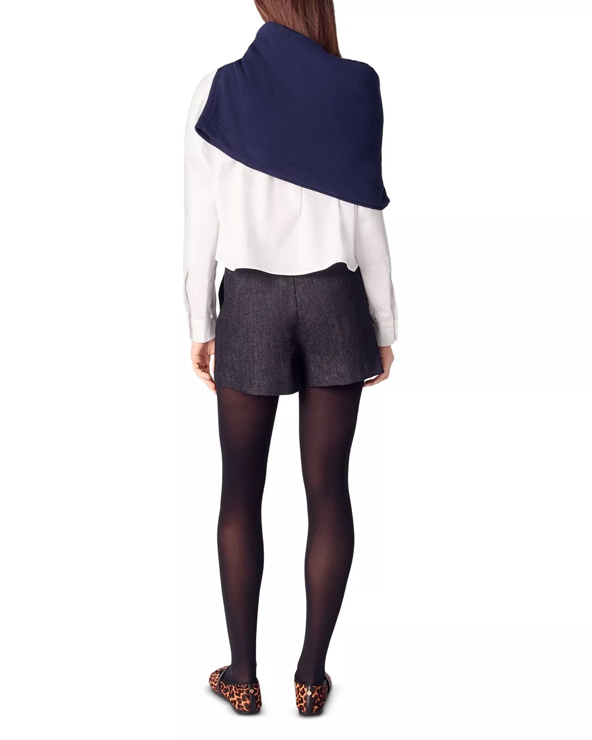 Layered Effect Pleated Denim Shorts - 9