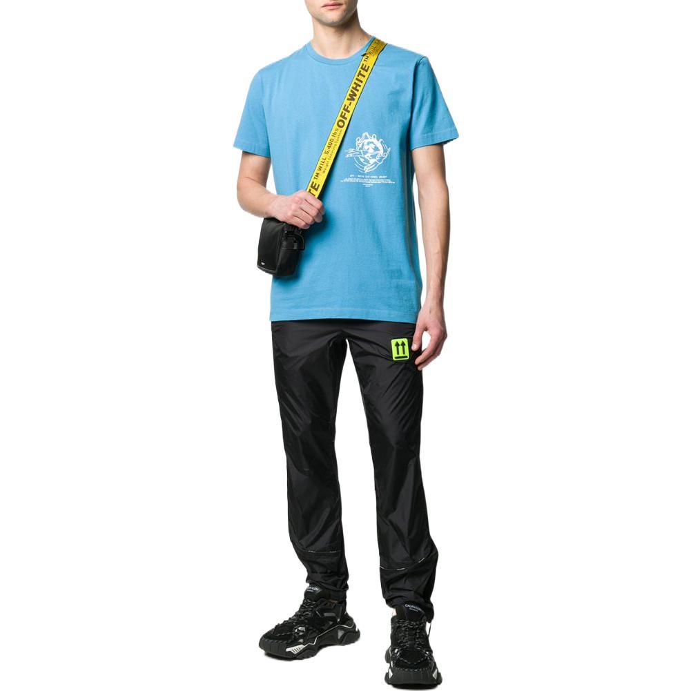 Men's Off-White SS22 Solid Color Label Elastic Waistband Sports Pants/Trousers/Joggers Version Black - 2