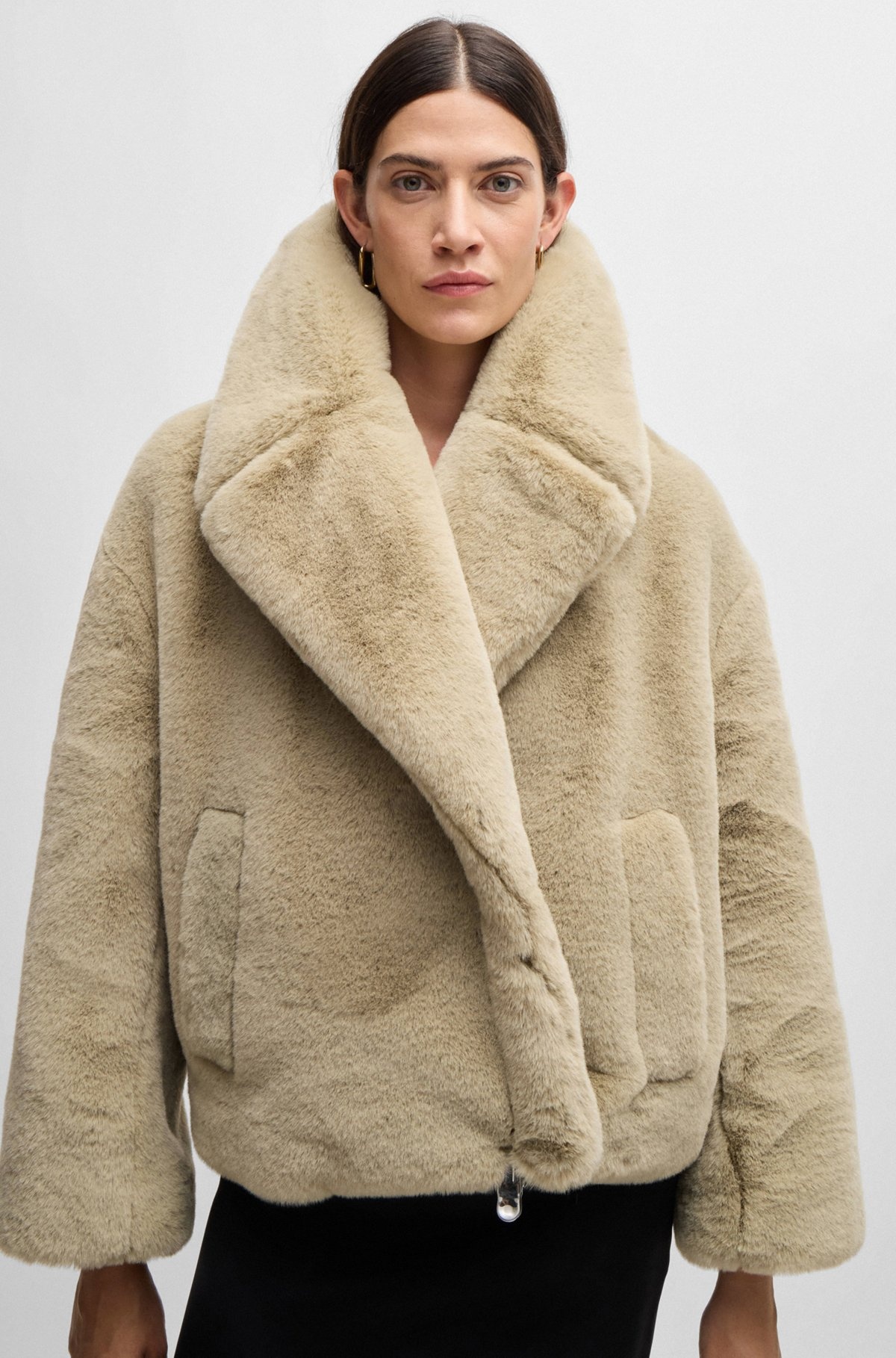 CROPPED COAT IN PLUSH TEDDY FABRIC - 5