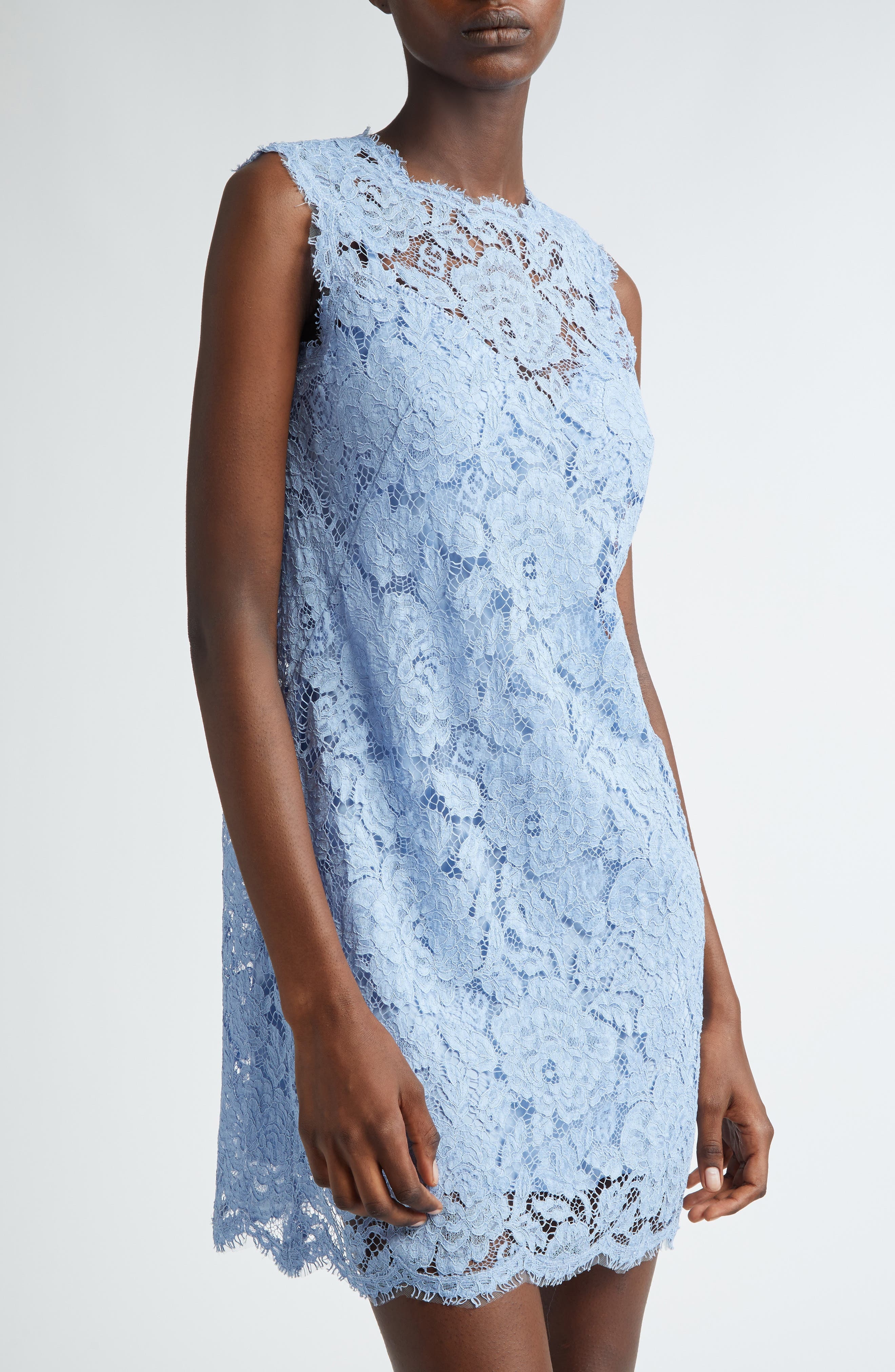 Dolce&Gabbana Sleeveless Lace Minidress in F3981 Glicine Viola Chiari at Nordstrom - 4