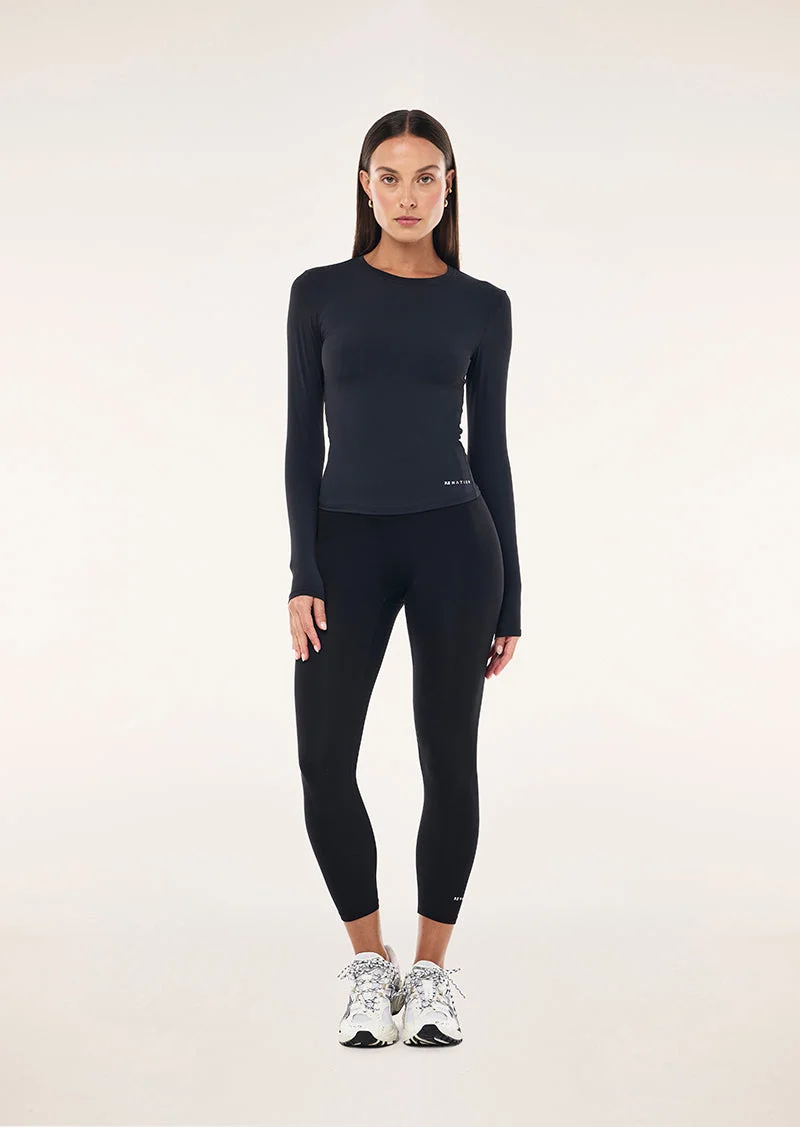 FOUNDATION LONG SLEEVE TOP IN BLACK - 1