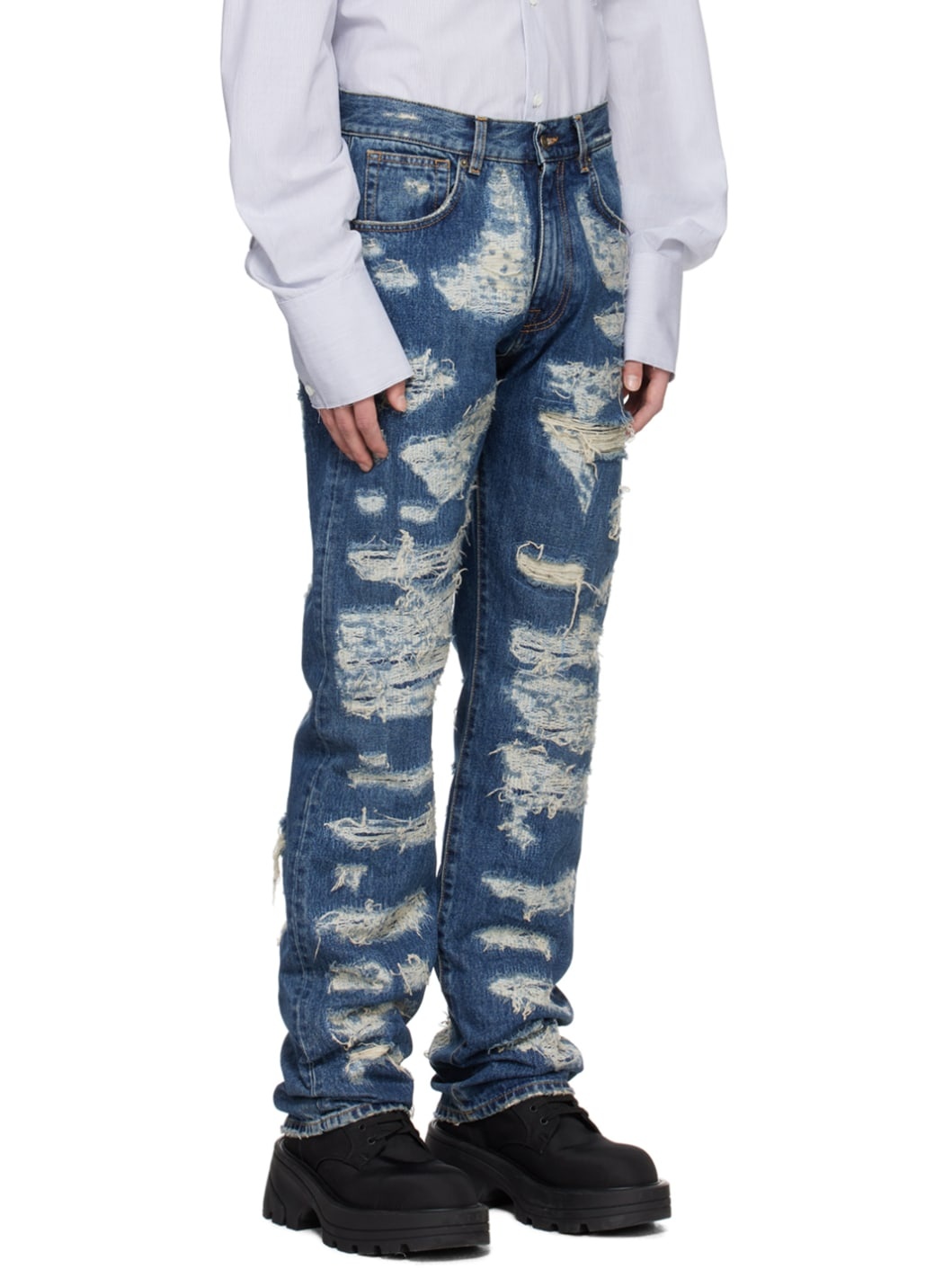 Blue Distressed Jeans - 2