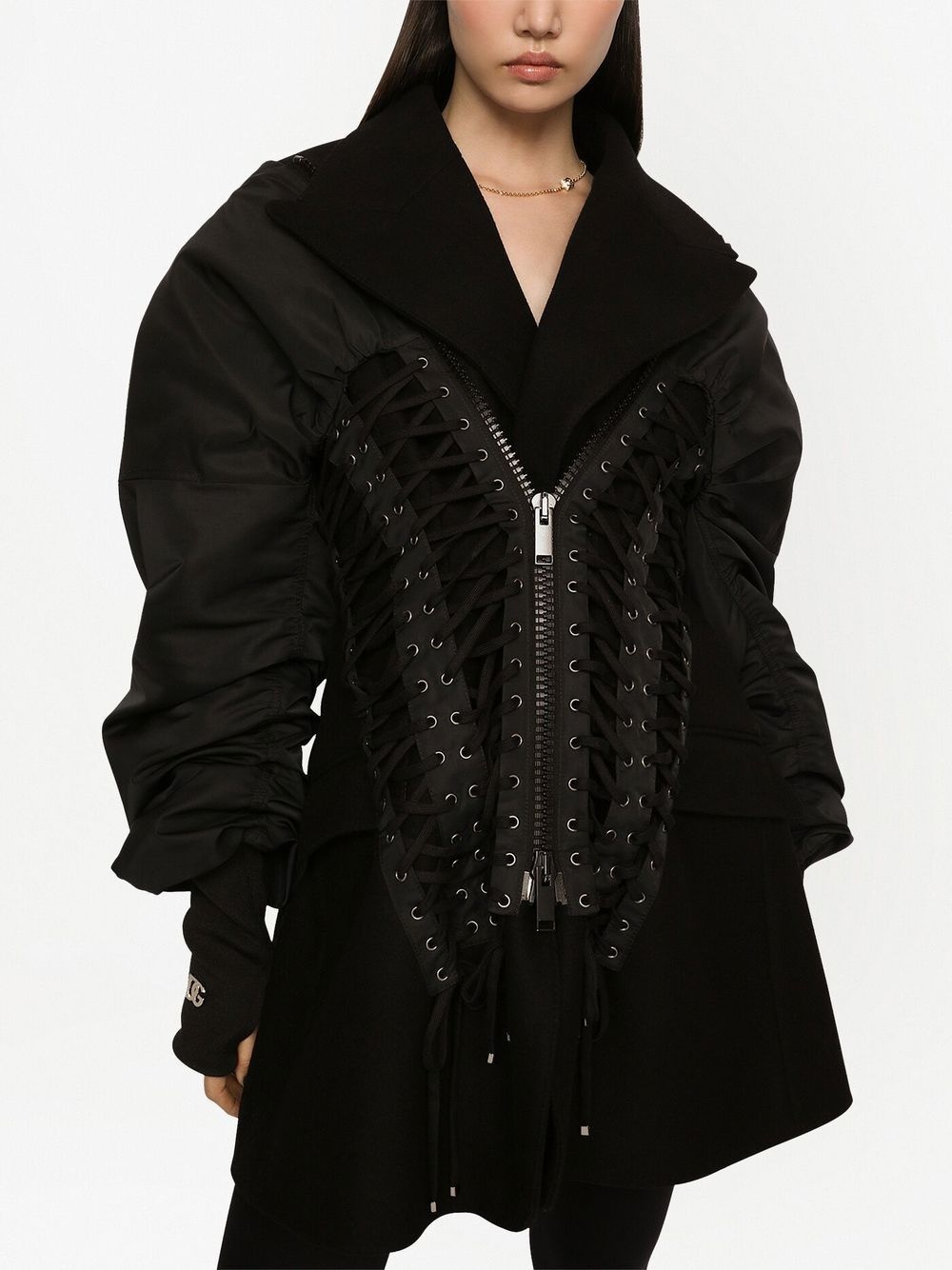 lace-up detailed bomber jacket - 5