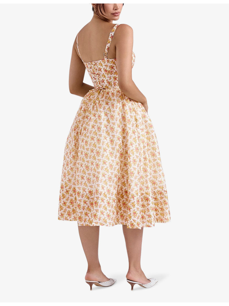 Kelly floral-print corset midi dress 4
