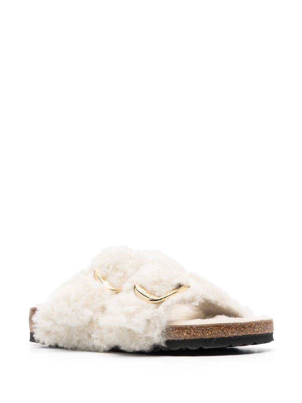 buckle-fastening shearling slides - 2