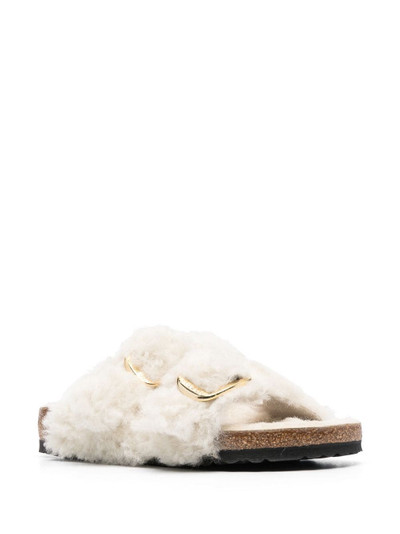 BIRKENSTOCK buckle-fastening shearling slides outlook