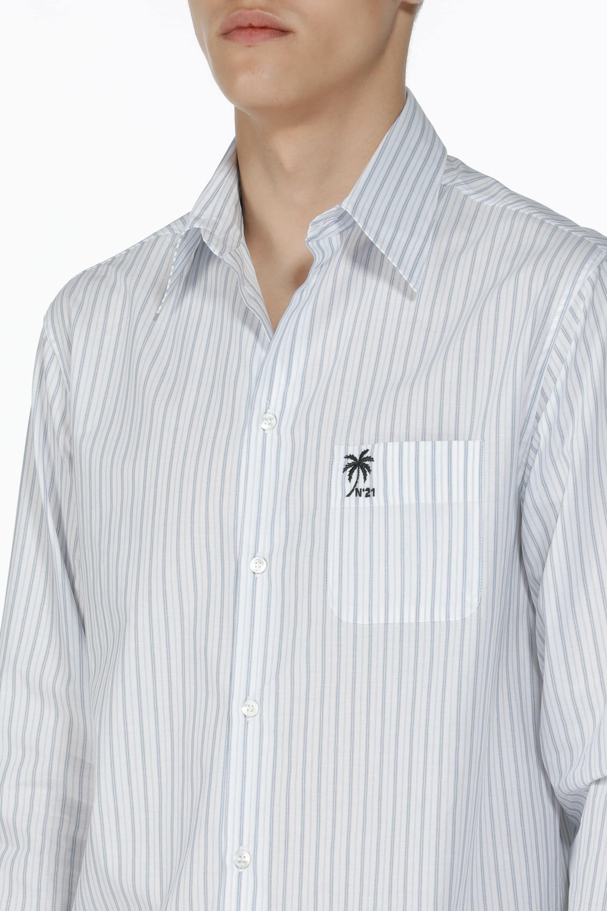LOGO-EMBROIDERED STRIPED COTTON SHIRT - 5