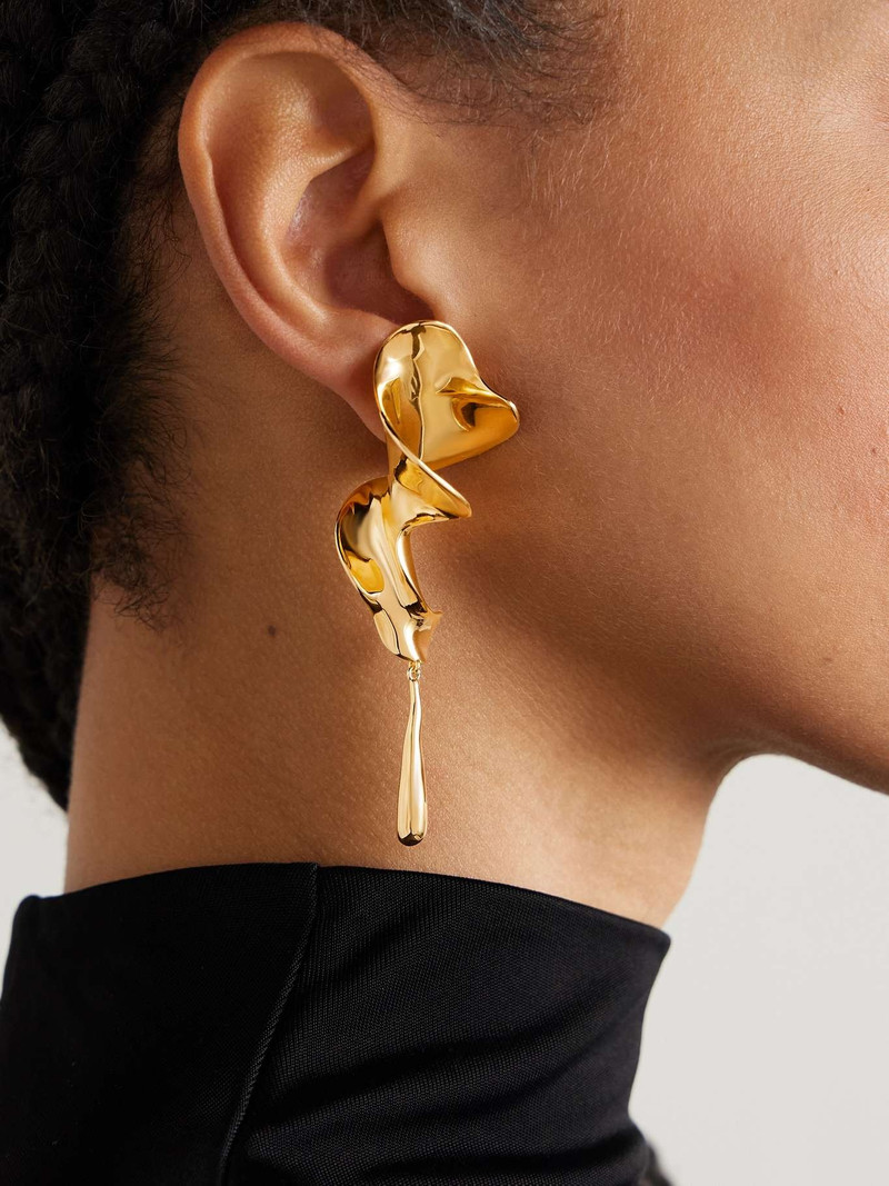 KHAITE Tidal gold-plated faux pearl earrings White outlook