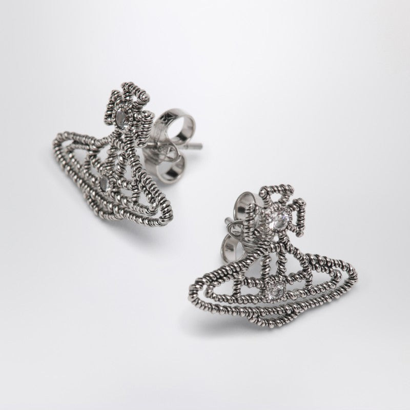 Vivienne Westwood Platinum Orb Logo Earrings Women - 2