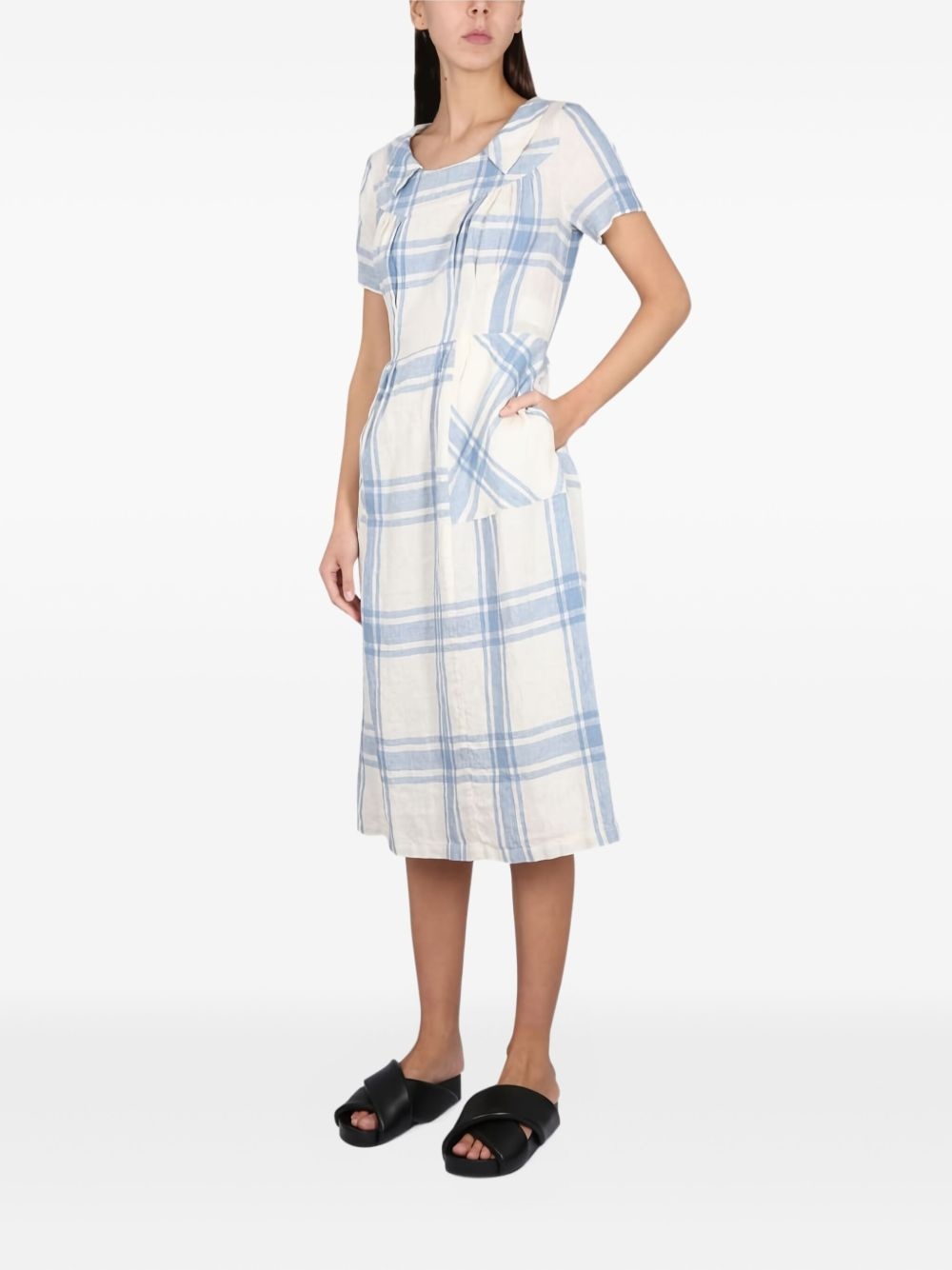pleated check maxi dress - 2