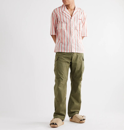 visvim Camp-Collar Embroidered Striped Cotton Shirt outlook