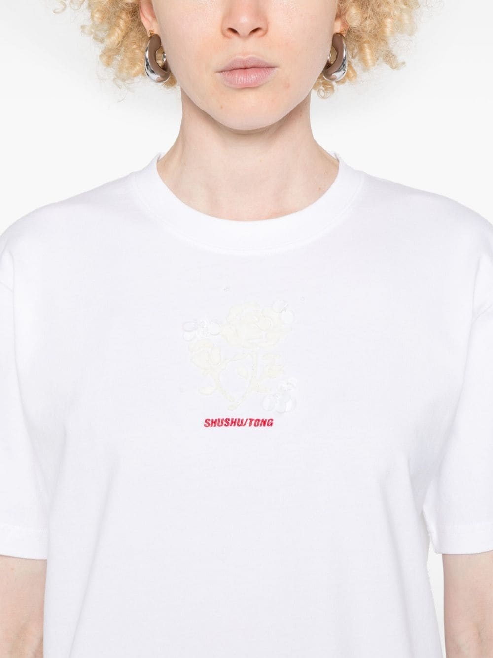 floral-appliqué T-shirt - 5